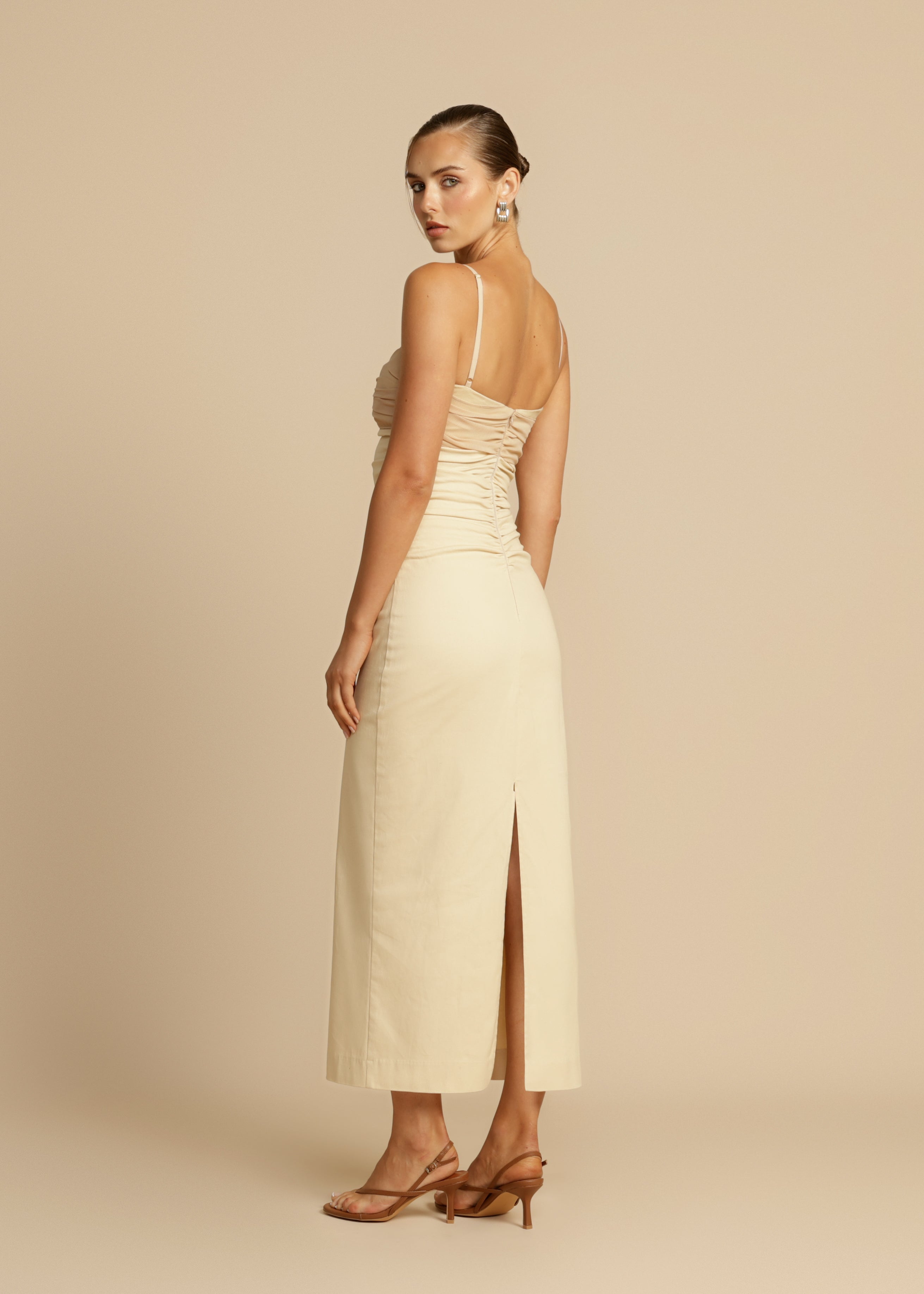 Sasha - Ruched Bodice Midi Dress