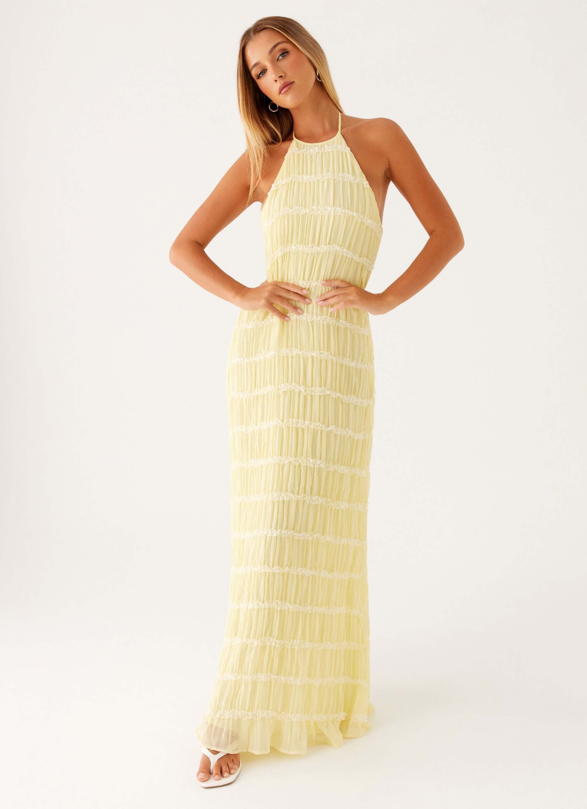 Caroline - Textured Halter Maxi Dress