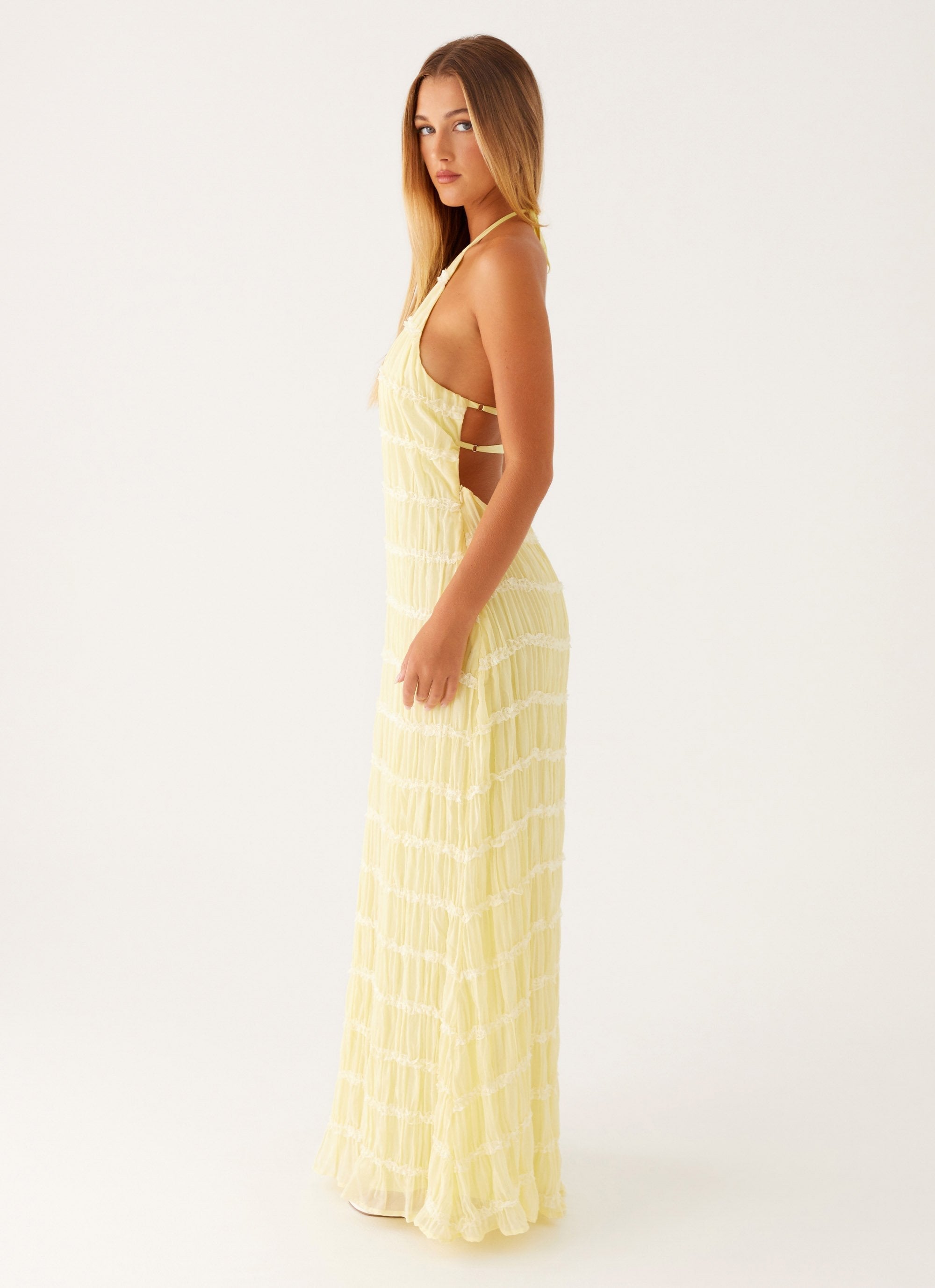 Caroline - Textured Halter Maxi Dress