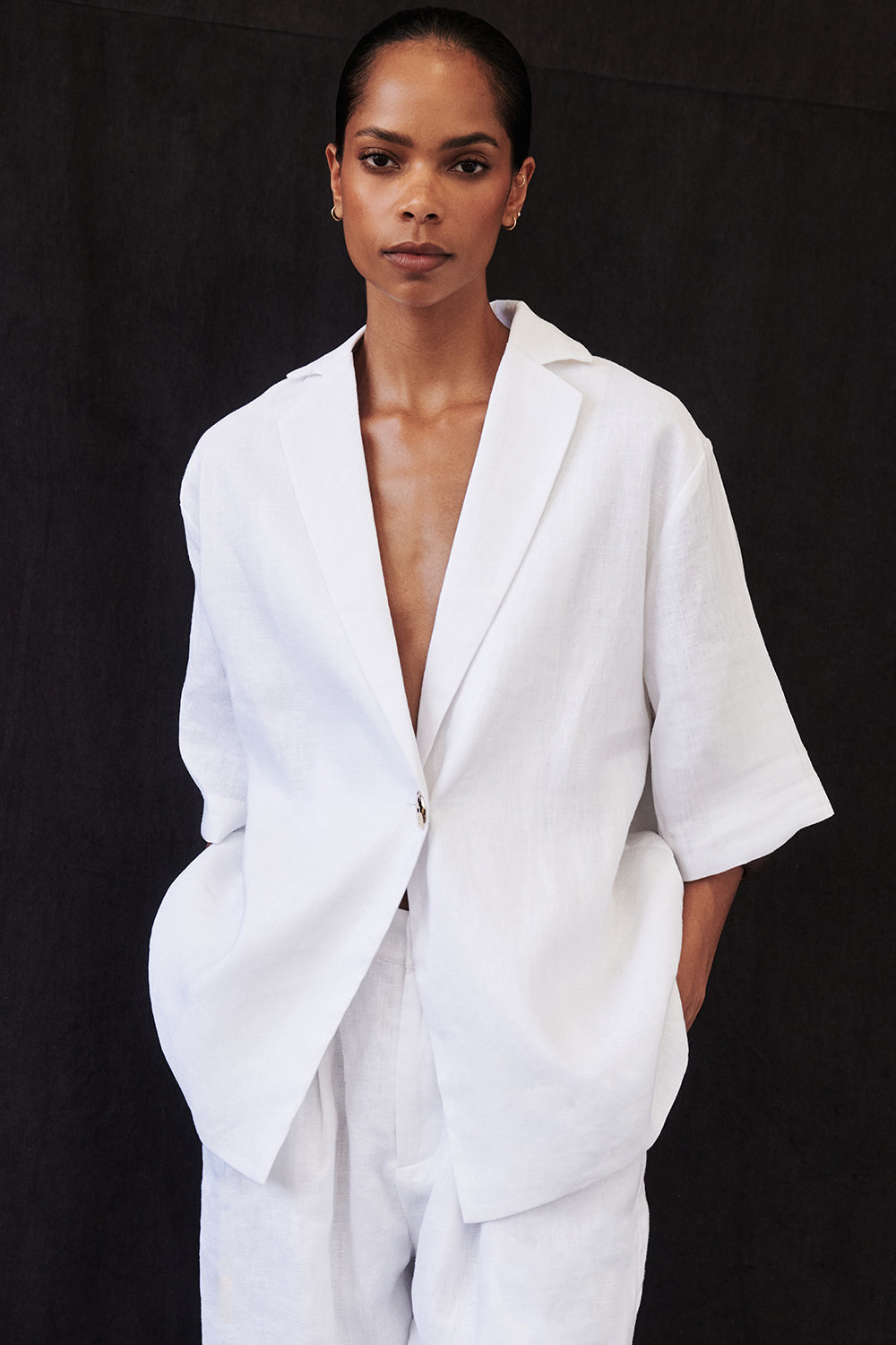 NALA WHITE LINEN RESORT SHIRT