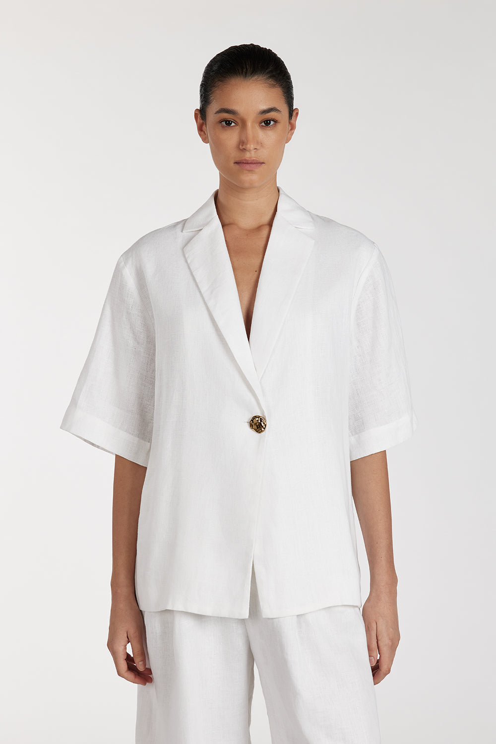 NALA WHITE LINEN RESORT SHIRT