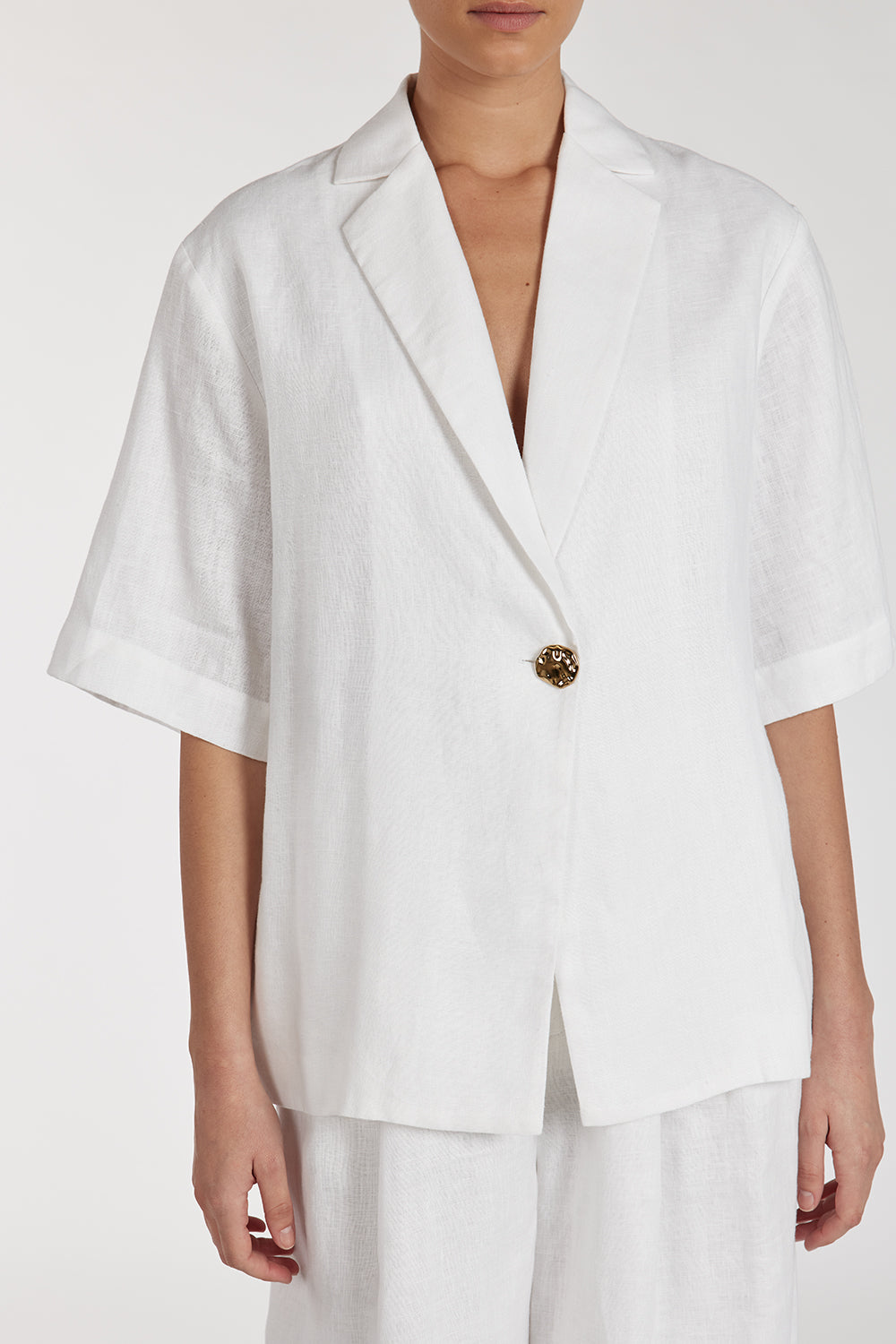 NALA WHITE LINEN RESORT SHIRT