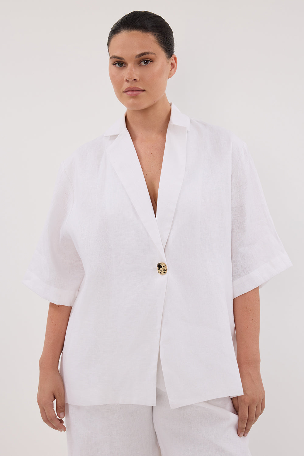 NALA WHITE LINEN RESORT SHIRT