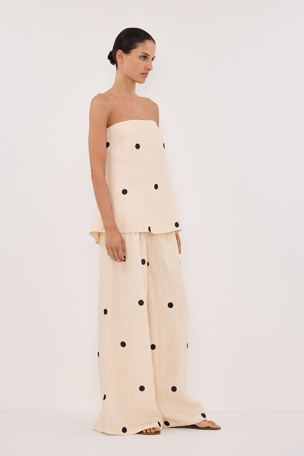 BEVERLY CREAM SPOT STRAPLESS TOP