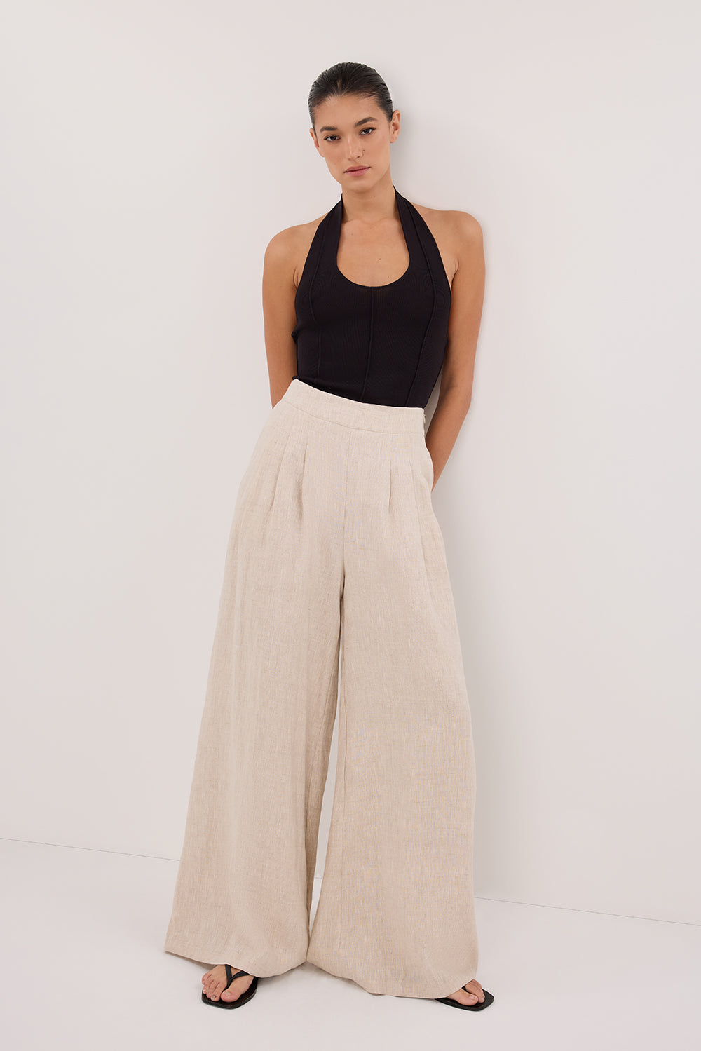 CODY NATURAL WIDE LINEN PANT