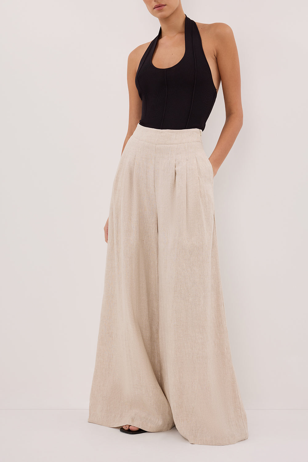 CODY NATURAL WIDE LINEN PANT