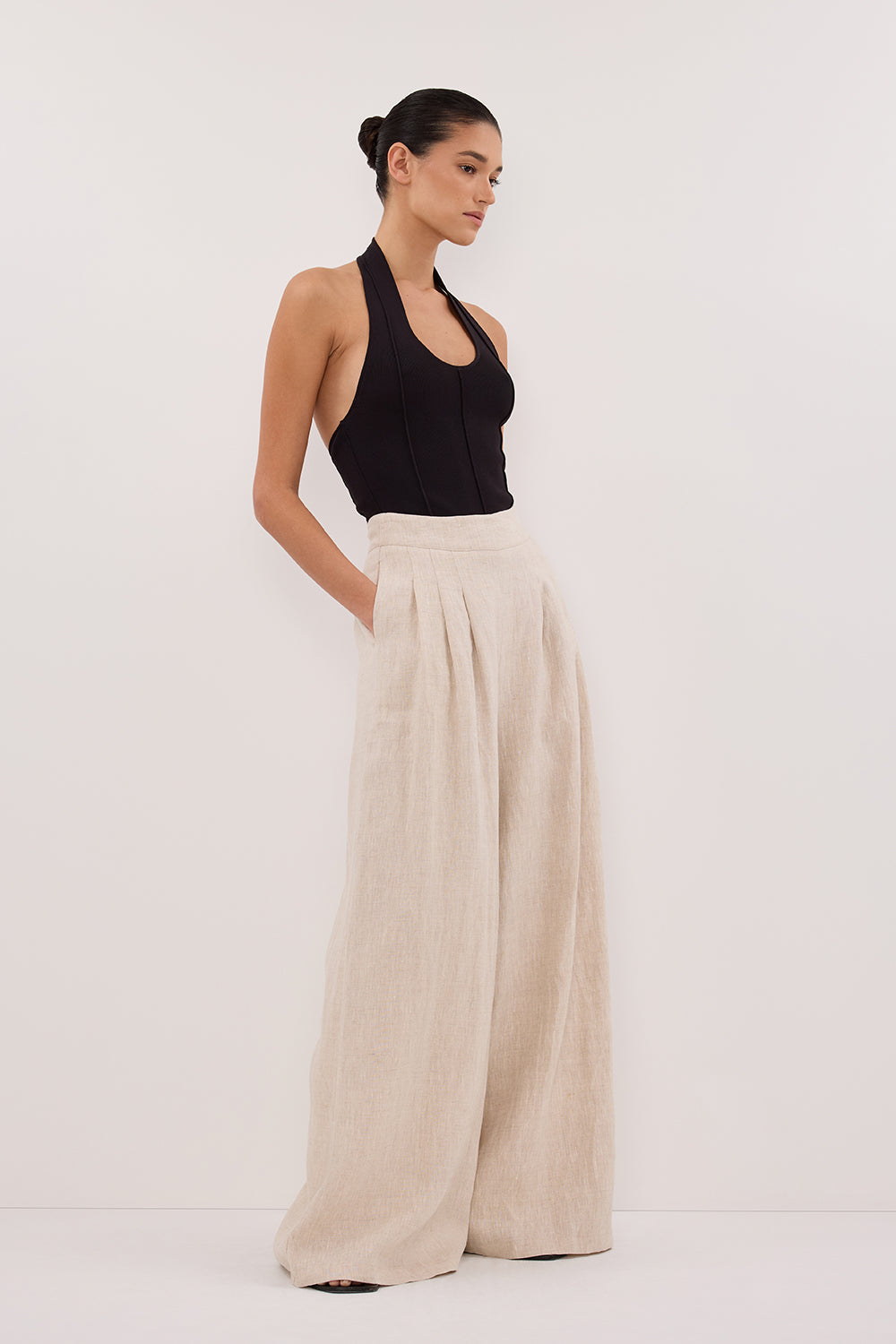 CODY NATURAL WIDE LINEN PANT