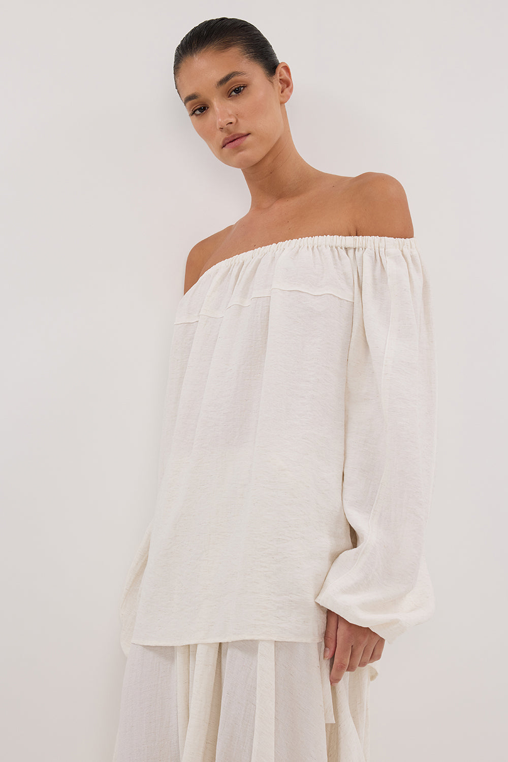SHANIYA CREAM MARLE SLEEVED TOP