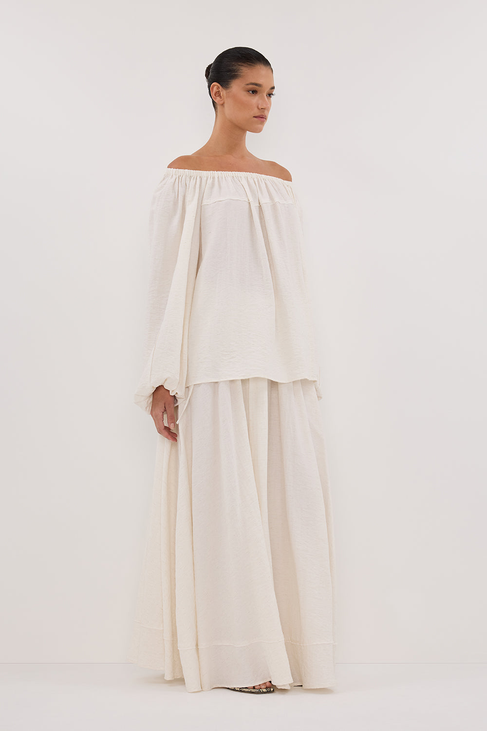 SHANIYA CREAM MARLE SLEEVED TOP