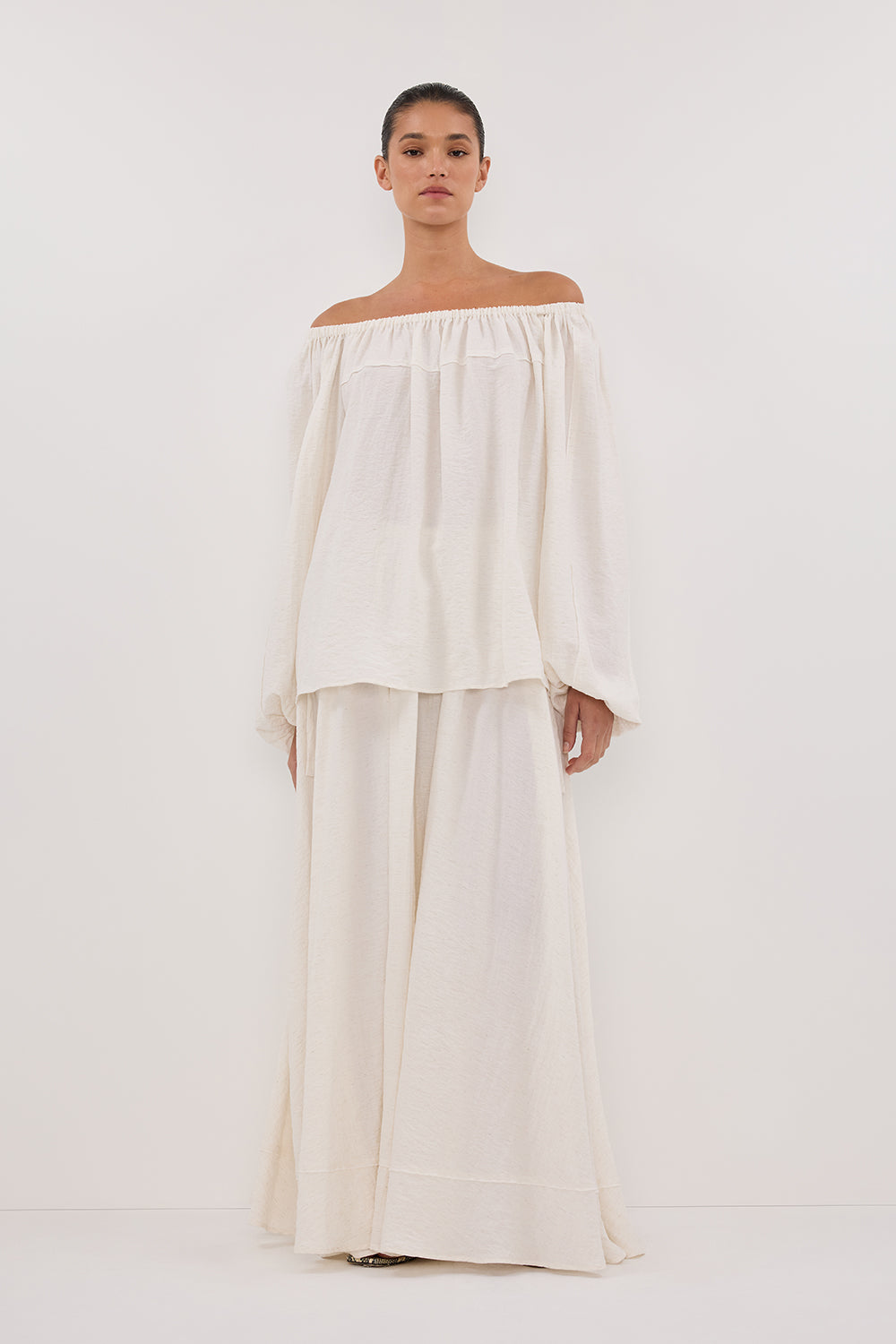 SHANIYA CREAM MARLE SLEEVED TOP