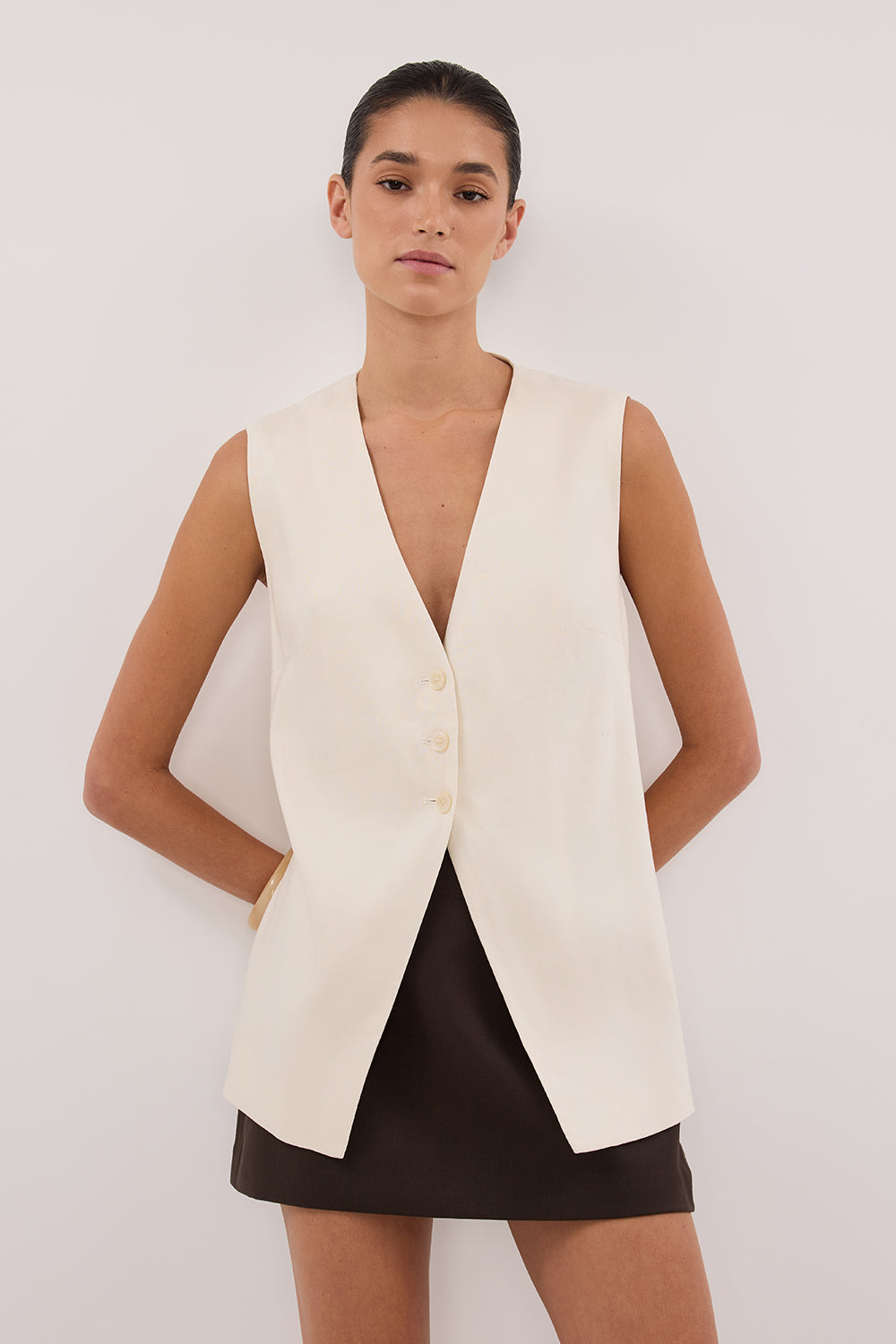 BRAX CREAM LONGLINE VEST