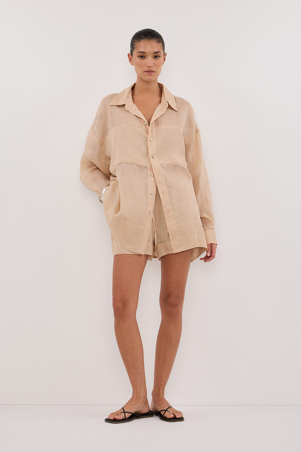 KAI MUSK OVERSIZED RAMIE SLEEVED SHIRT
