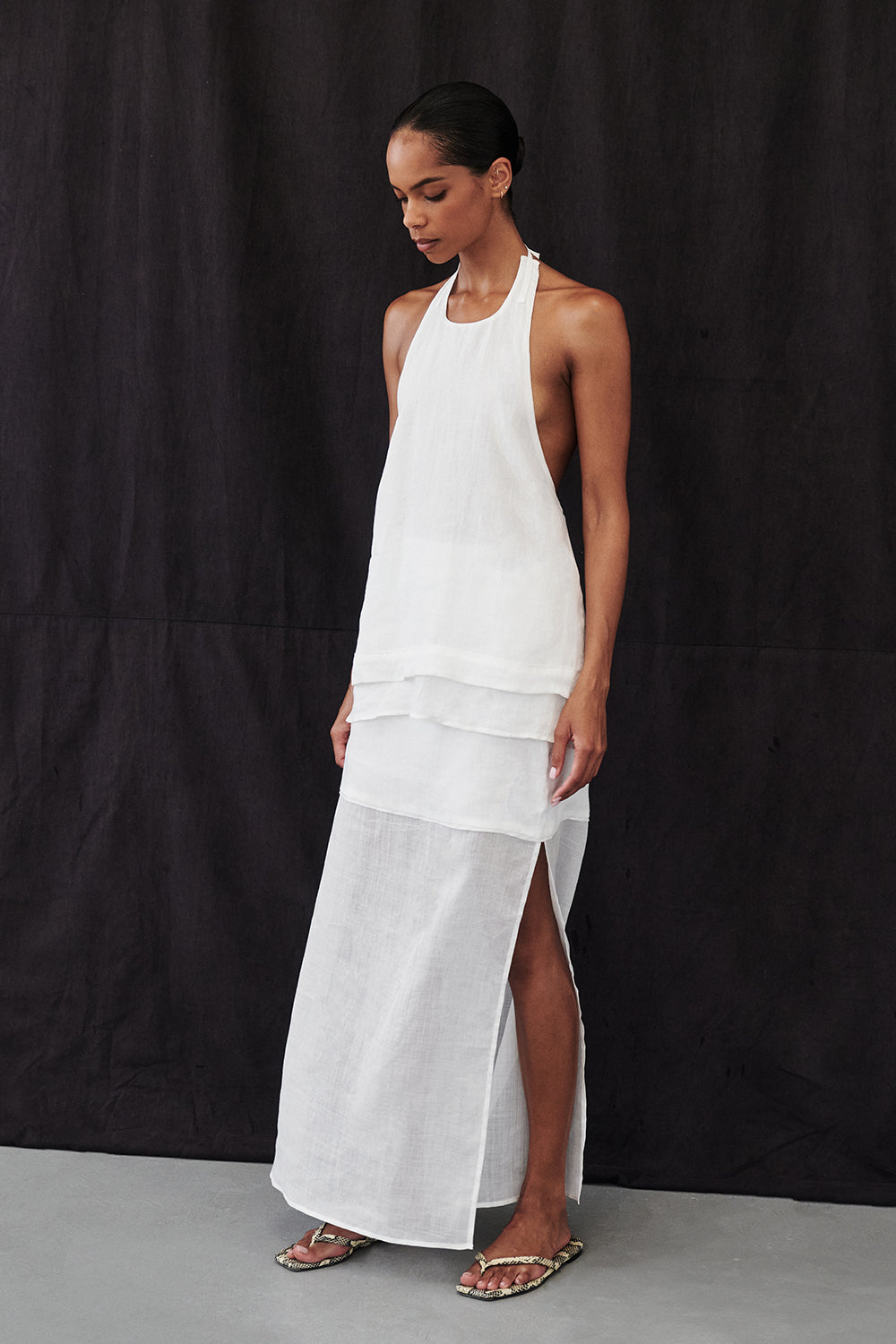 CARMEL WHITE RAMIE HALTER TOP