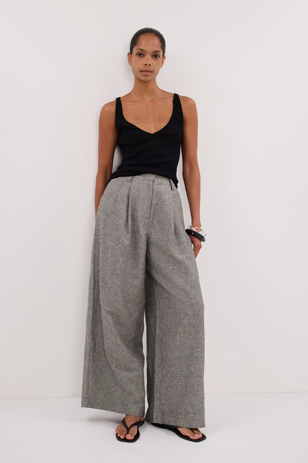 ELIAS CHARCOAL LINEN BLEND PANT
