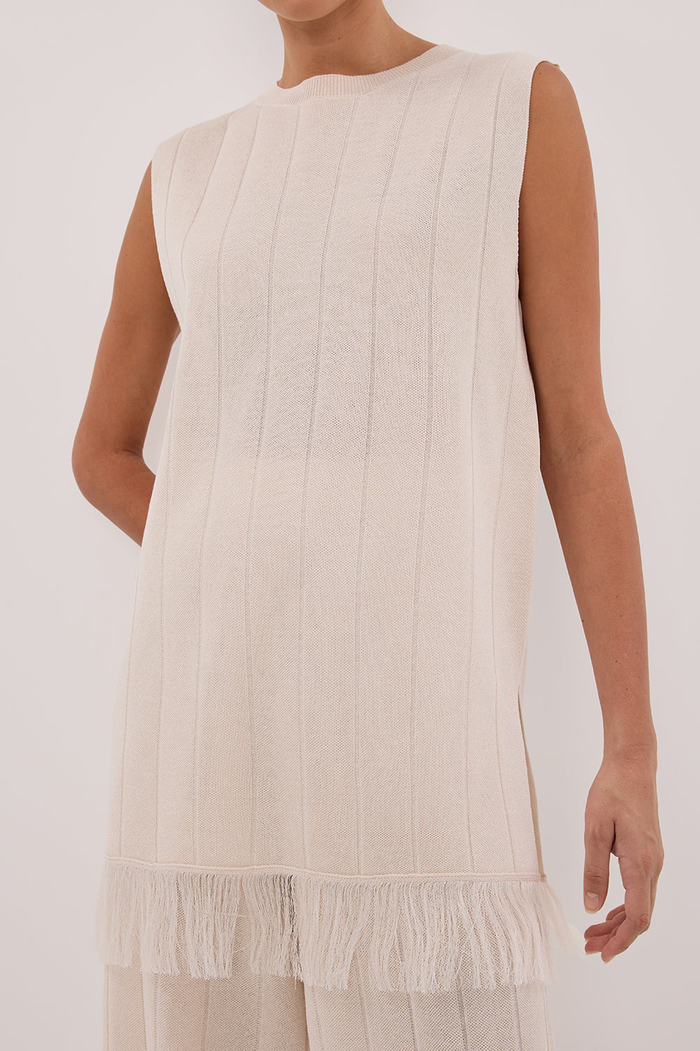 ARIA CREAM FRINGED TUNIC TOP