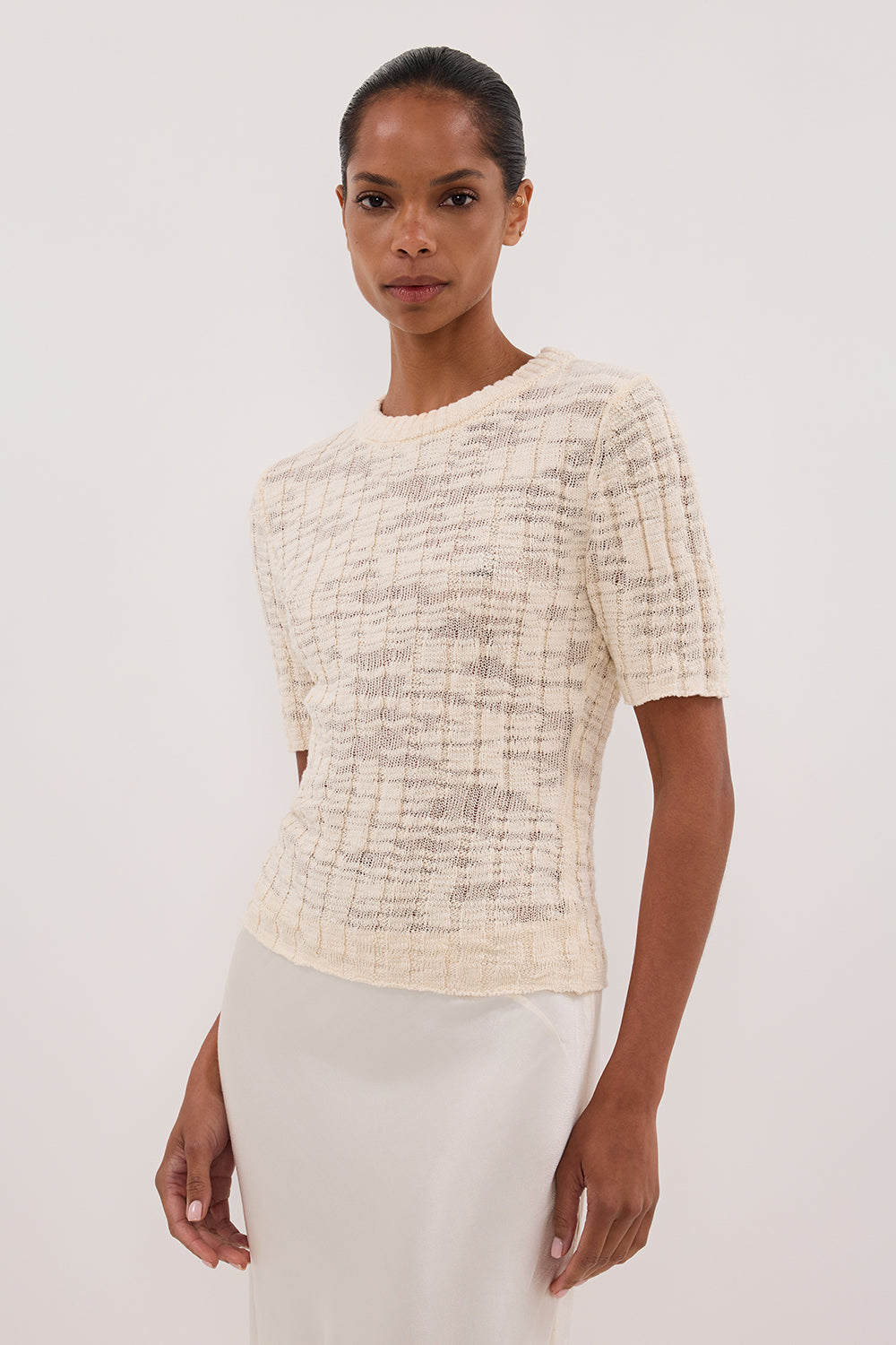 CIA NATURAL CAP SLEEVE KNIT TEE