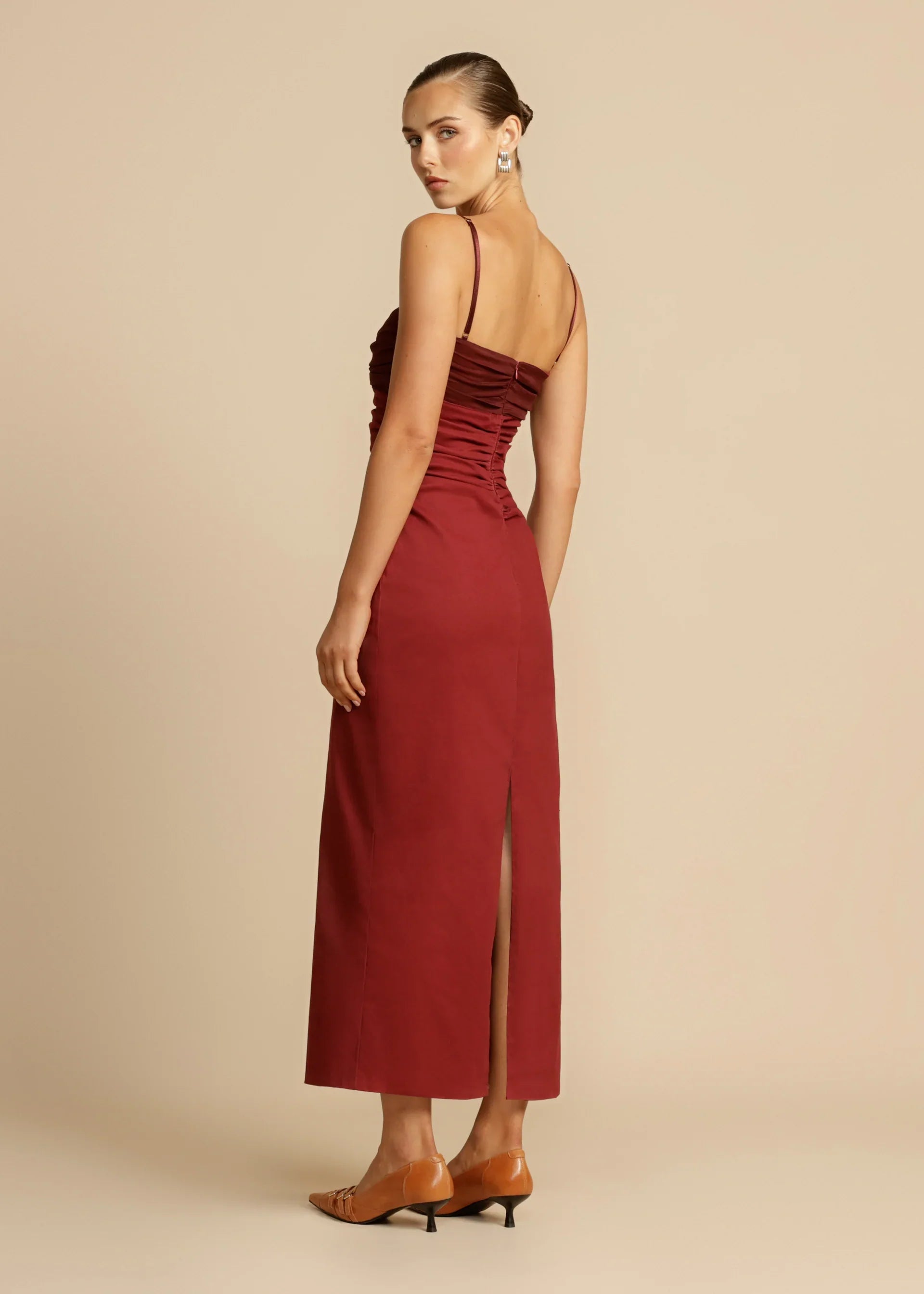 Sasha - Ruched Bodice Midi Dress