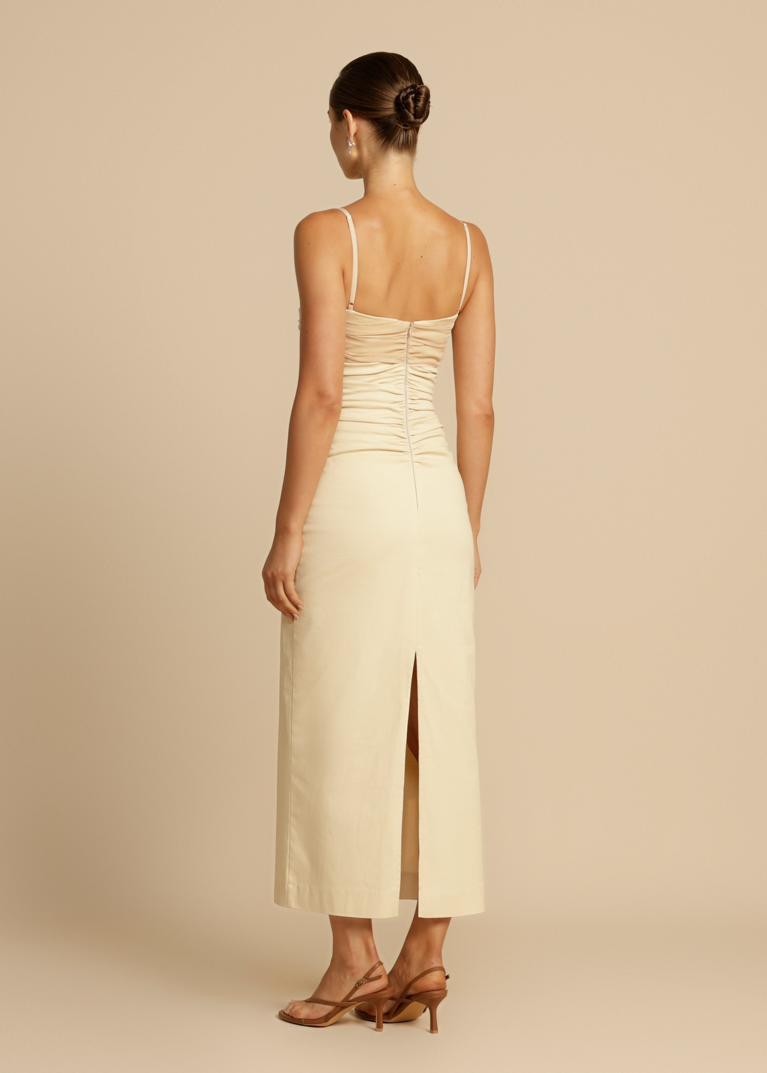 Sasha - Ruched Bodice Midi Dress