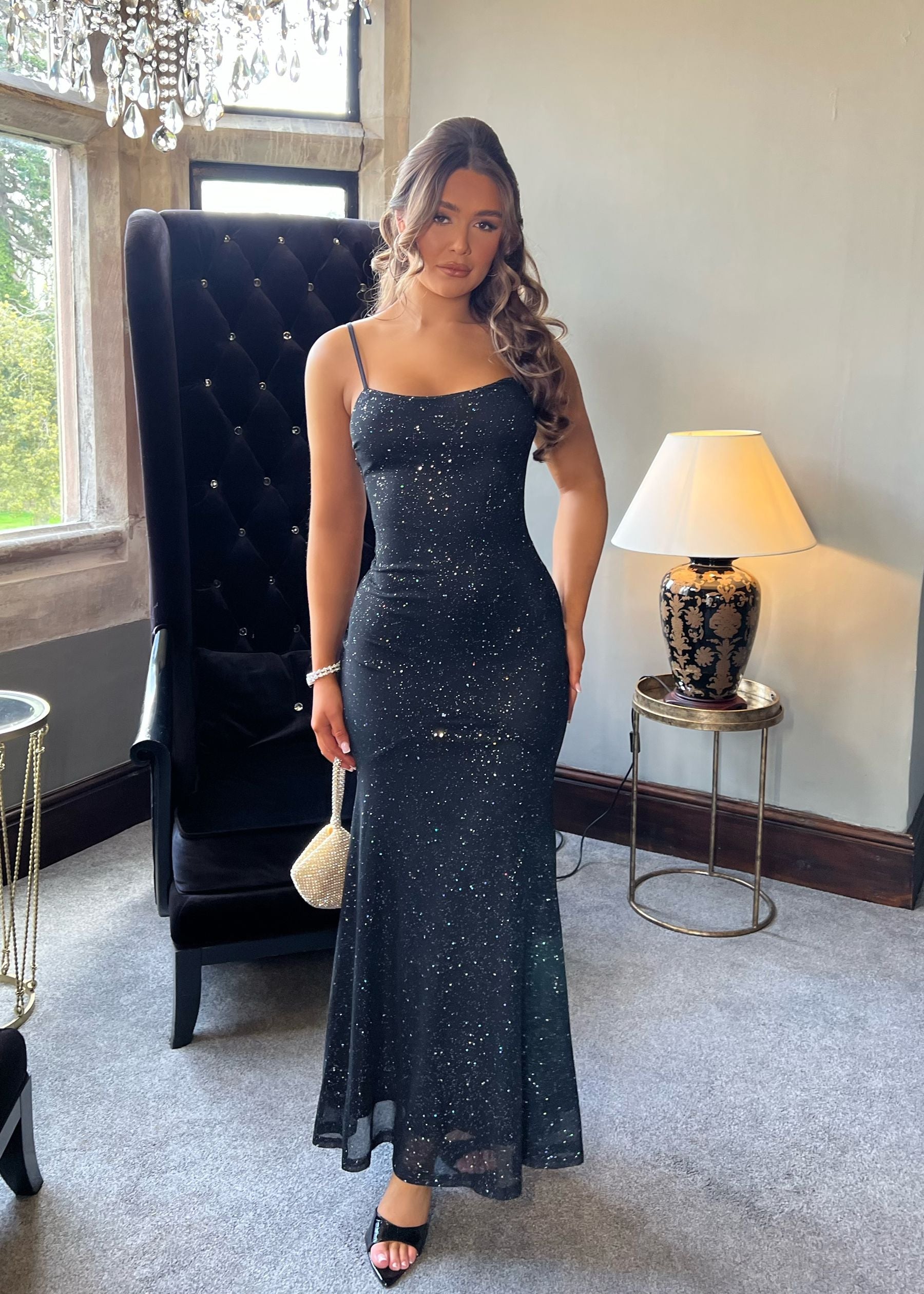 Eclipsed Beauty Sparkle Maxi Dress - Black