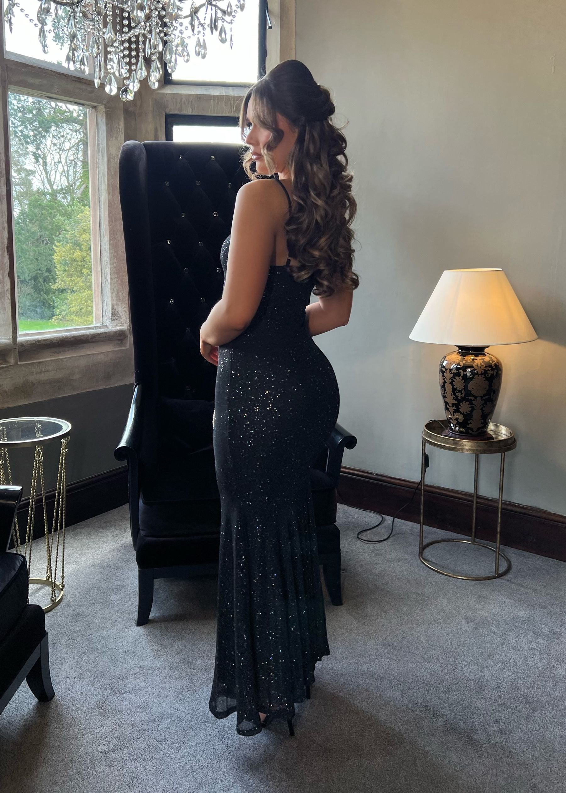 Eclipsed Beauty Sparkle Maxi Dress - Black