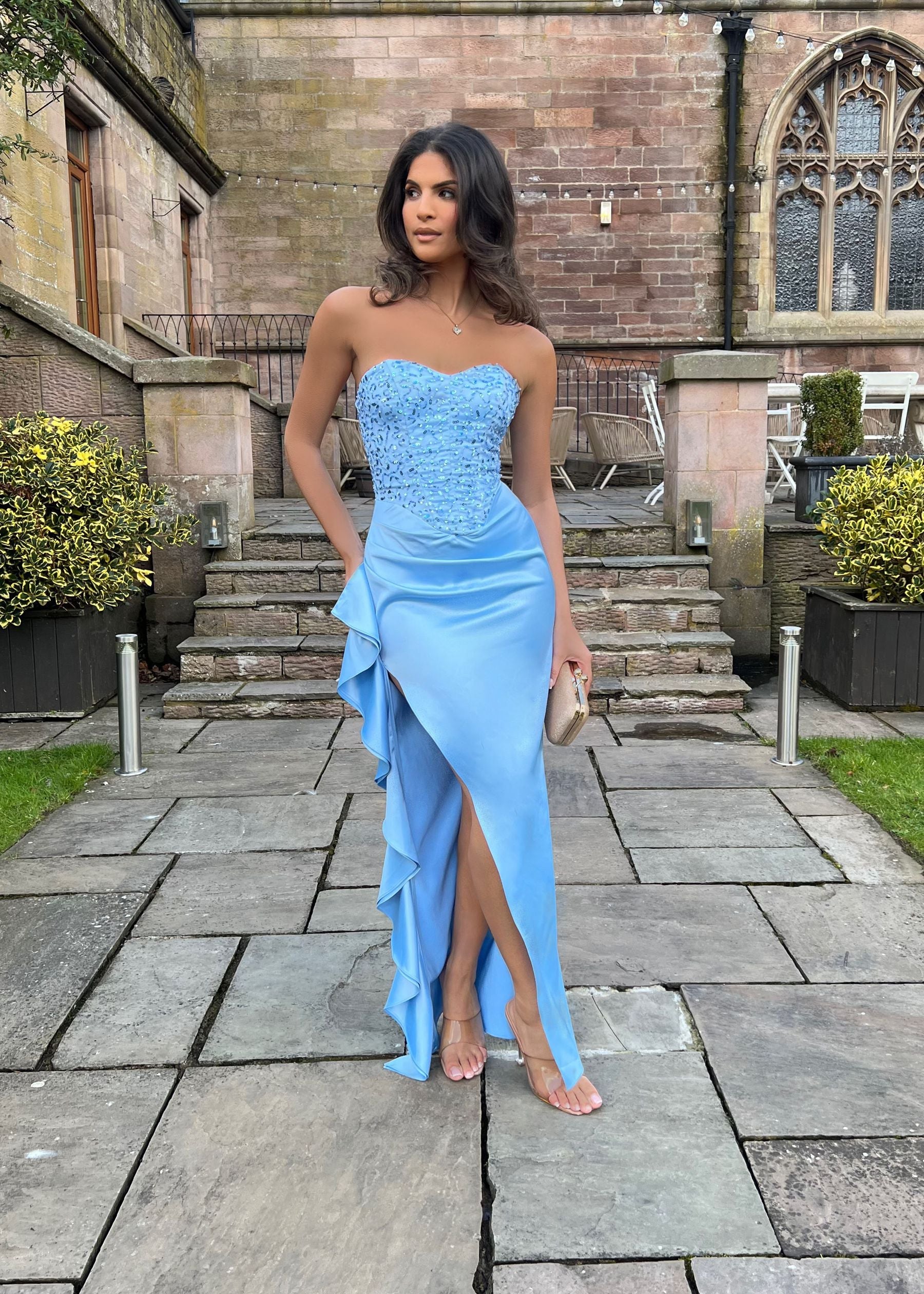 Enchanted Glow Embellished Maxi Dress - Blue