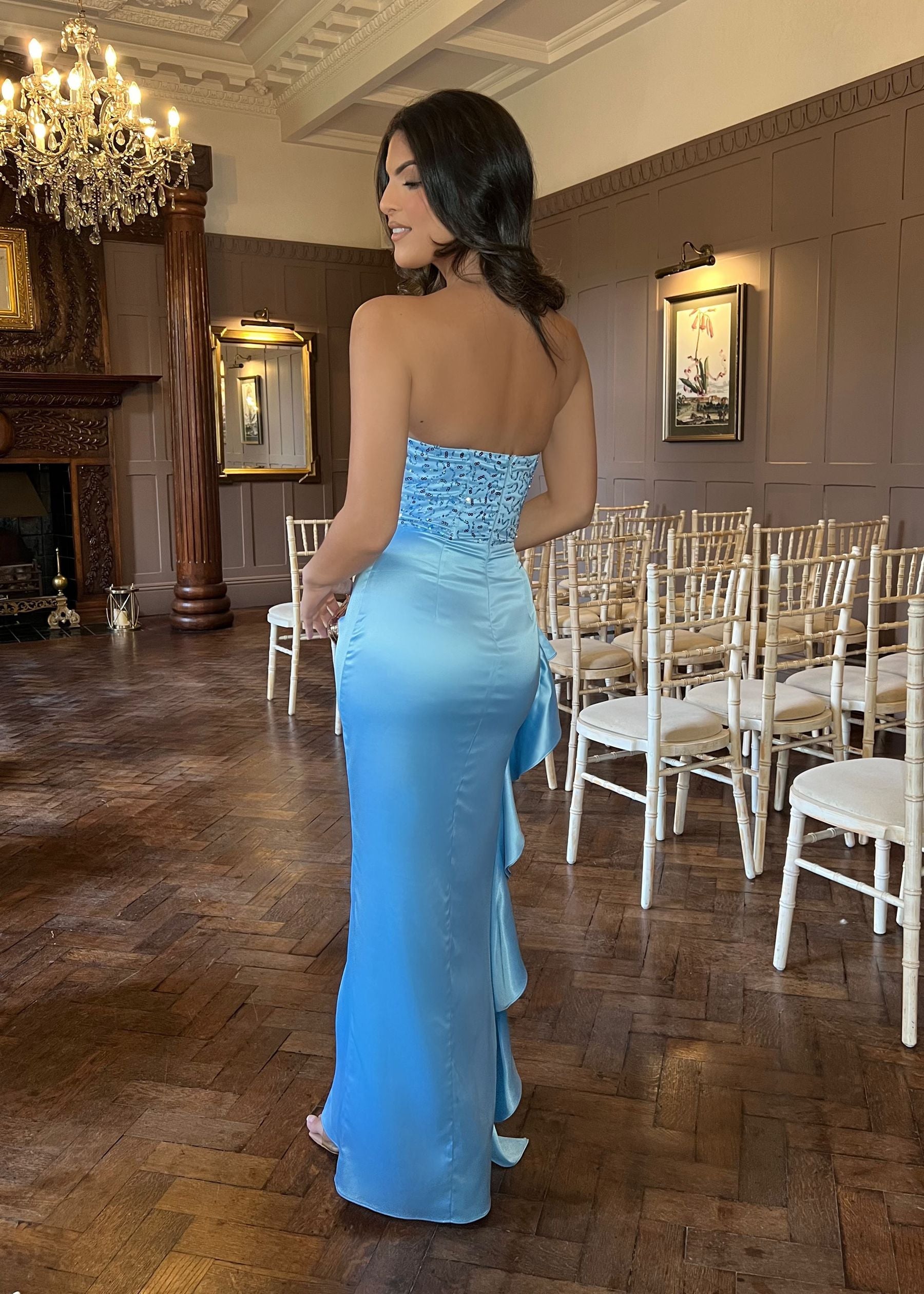 Enchanted Glow Embellished Maxi Dress - Blue