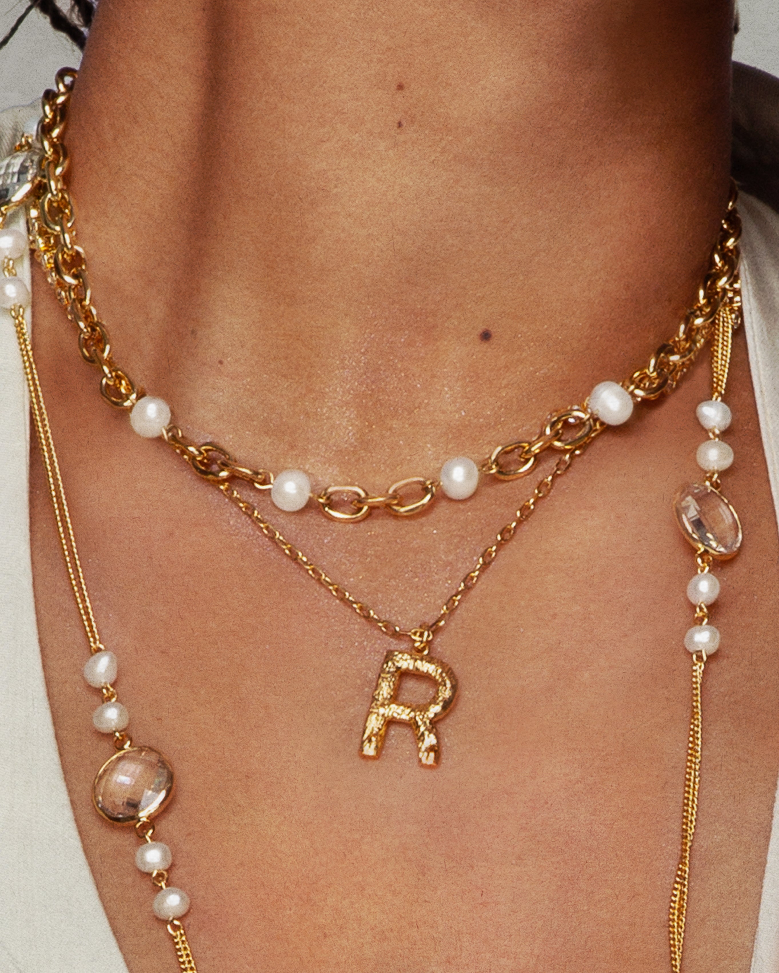 Textured Initial Letter Necklace