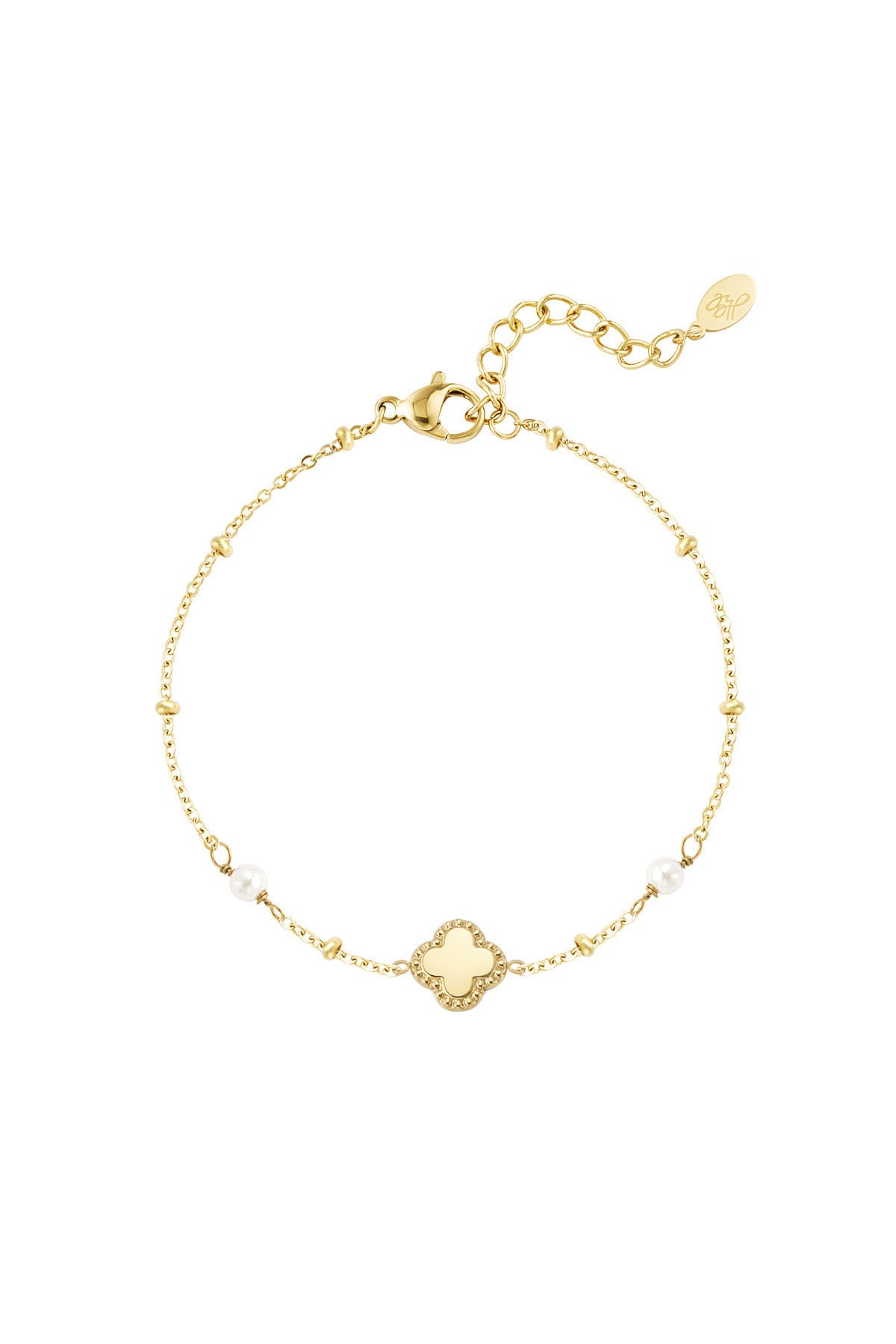 pearl clover bracelet - gold