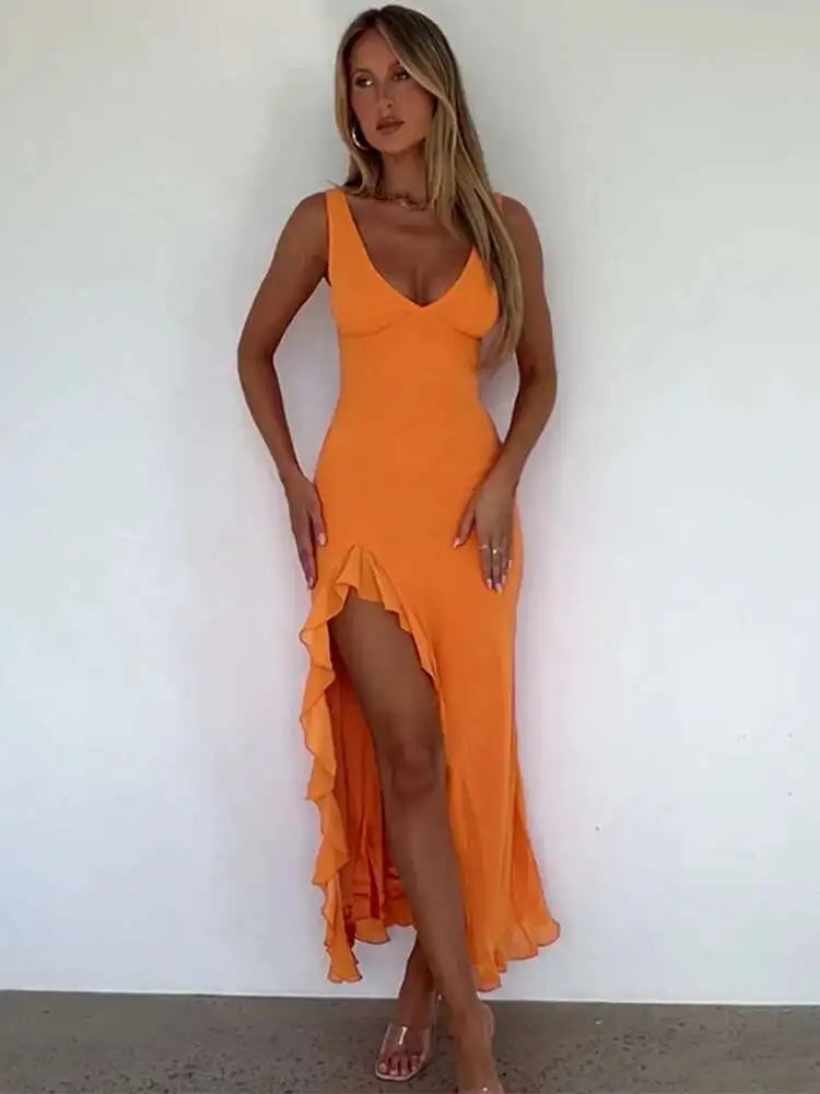 Avrilyaan Ruffle Split Dress