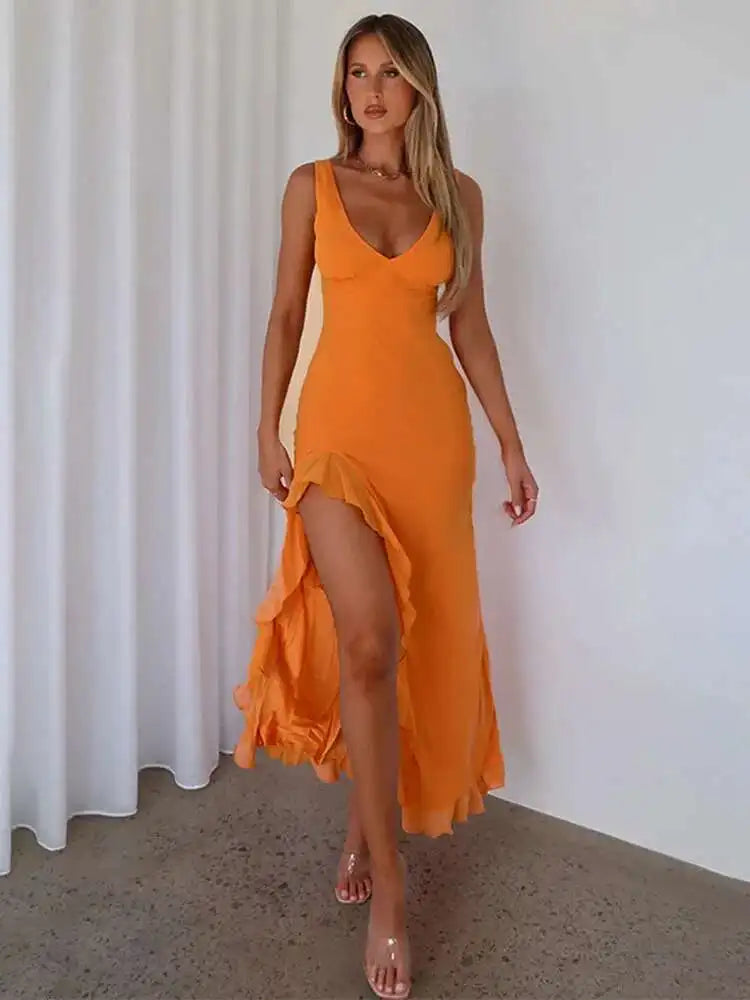Avrilyaan Ruffle Split Dress