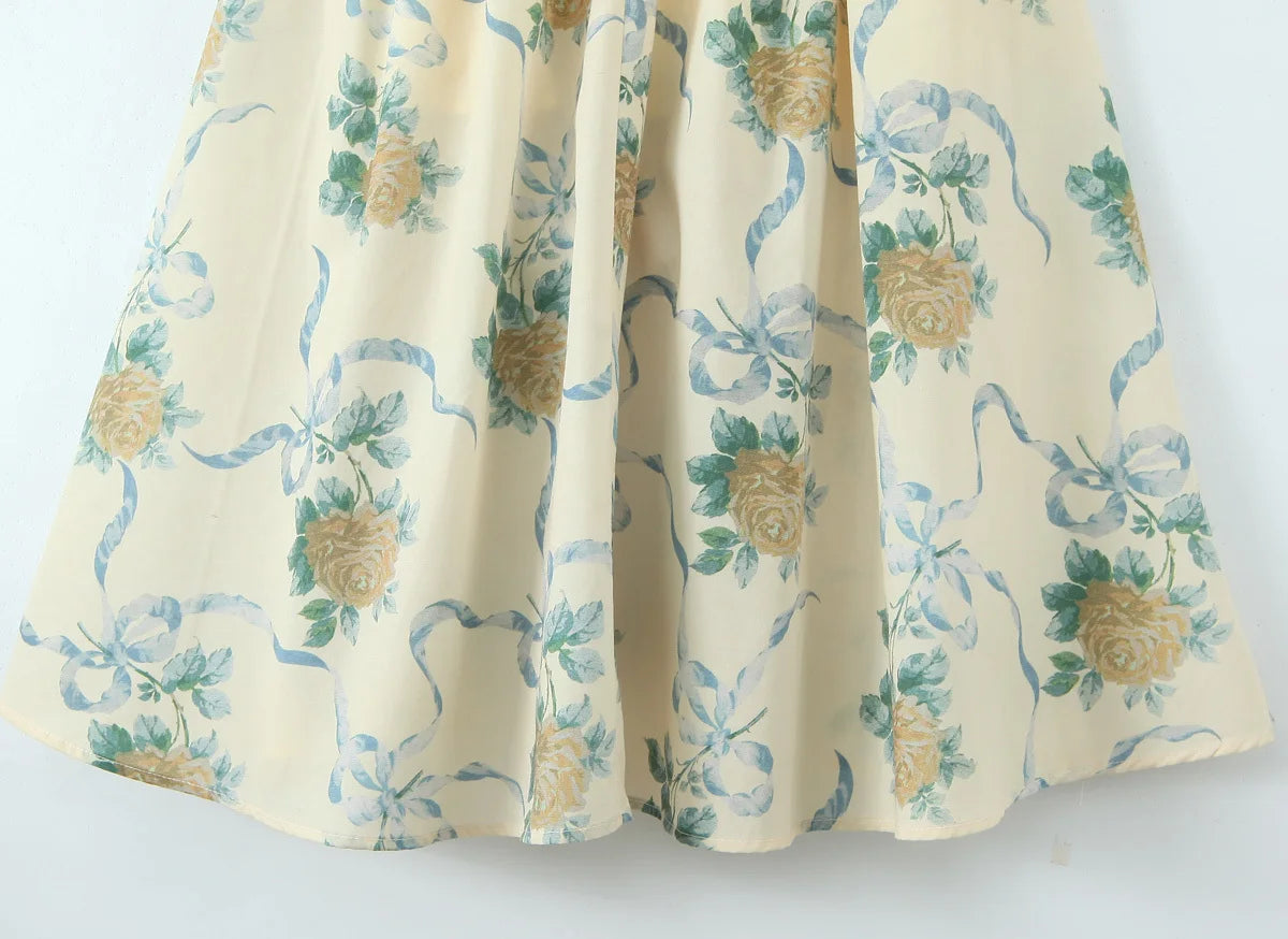 Backless Floral A-Line Dress