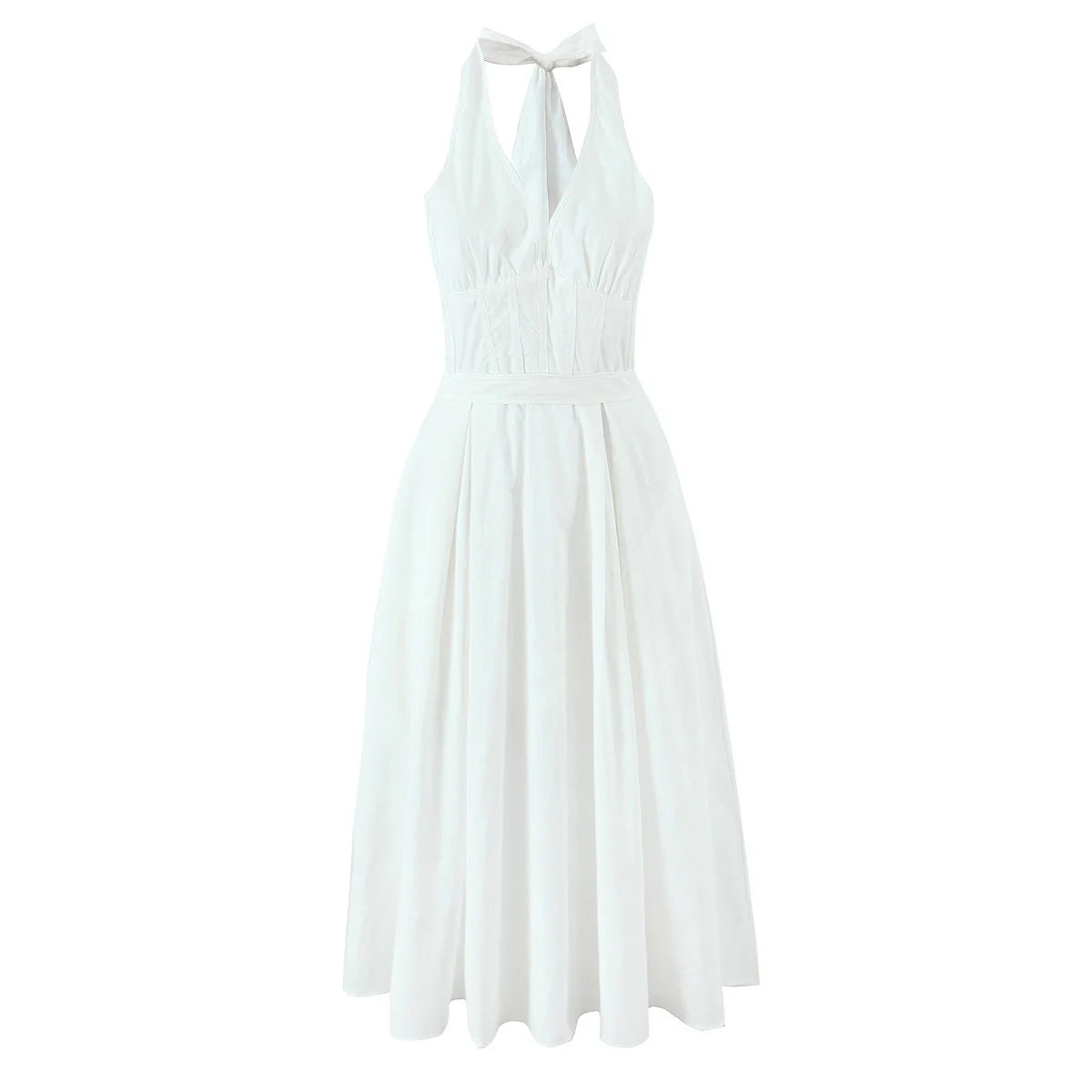 Backless Floral A-Line Dress