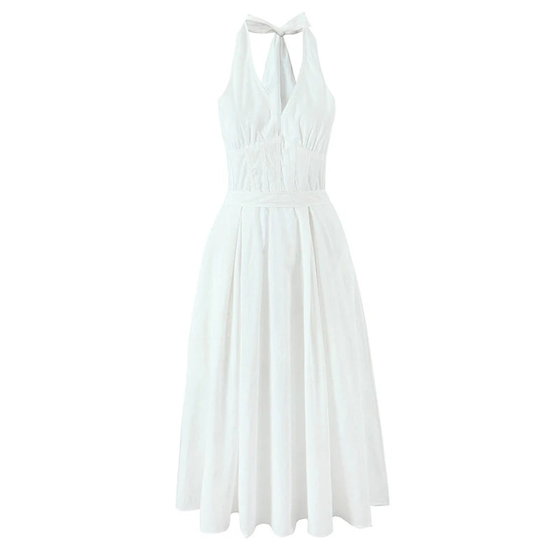 Backless Floral A-Line Dress