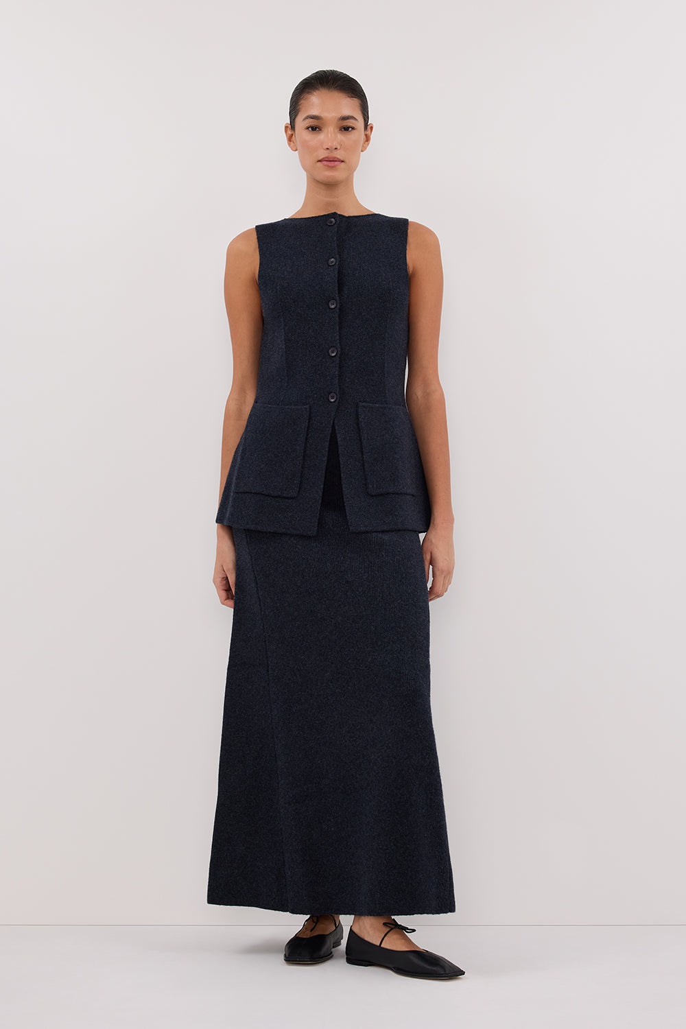 AVA INK LONGLINE KNIT VEST 