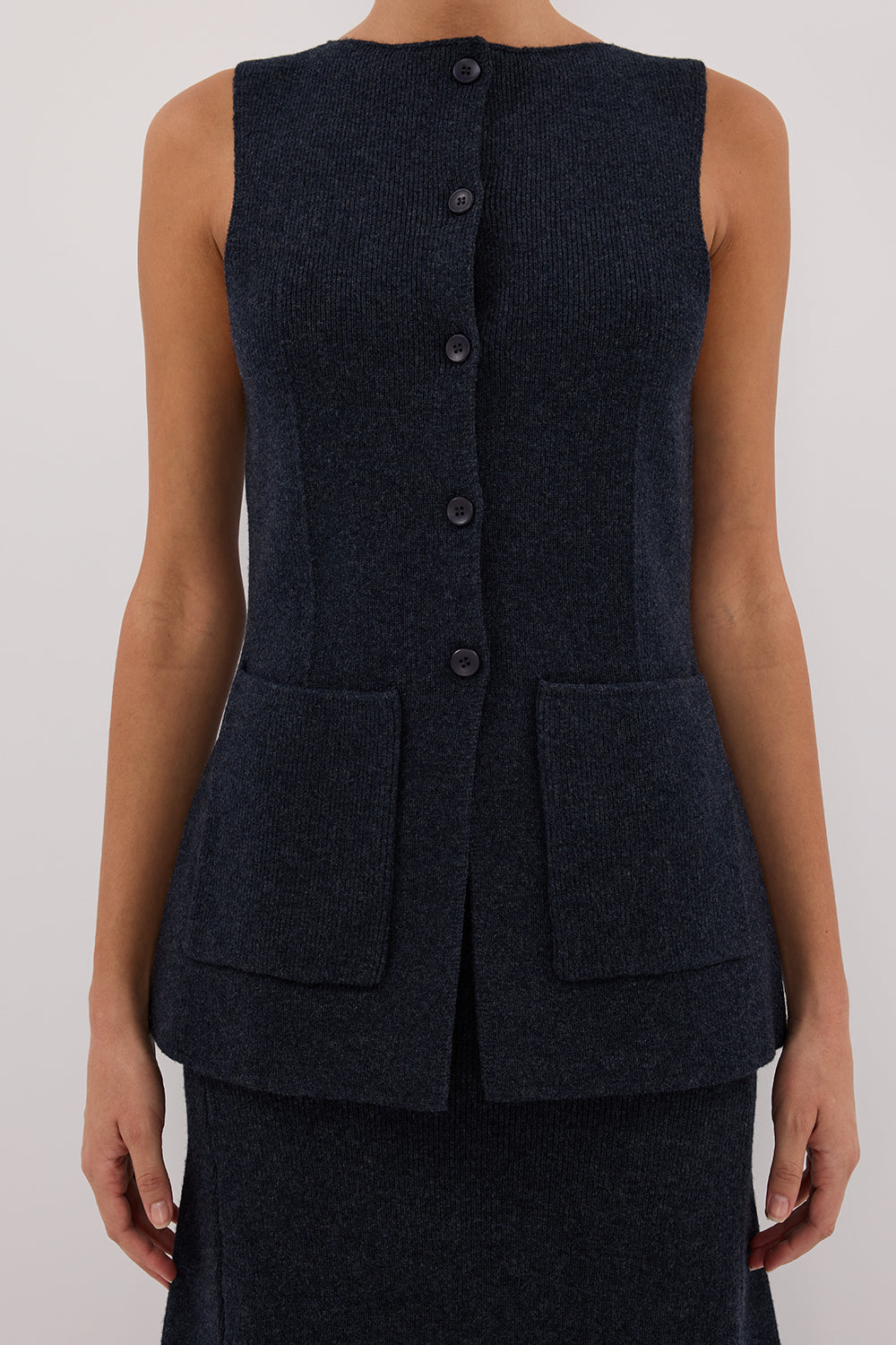 AVA INK LONGLINE KNIT VEST 