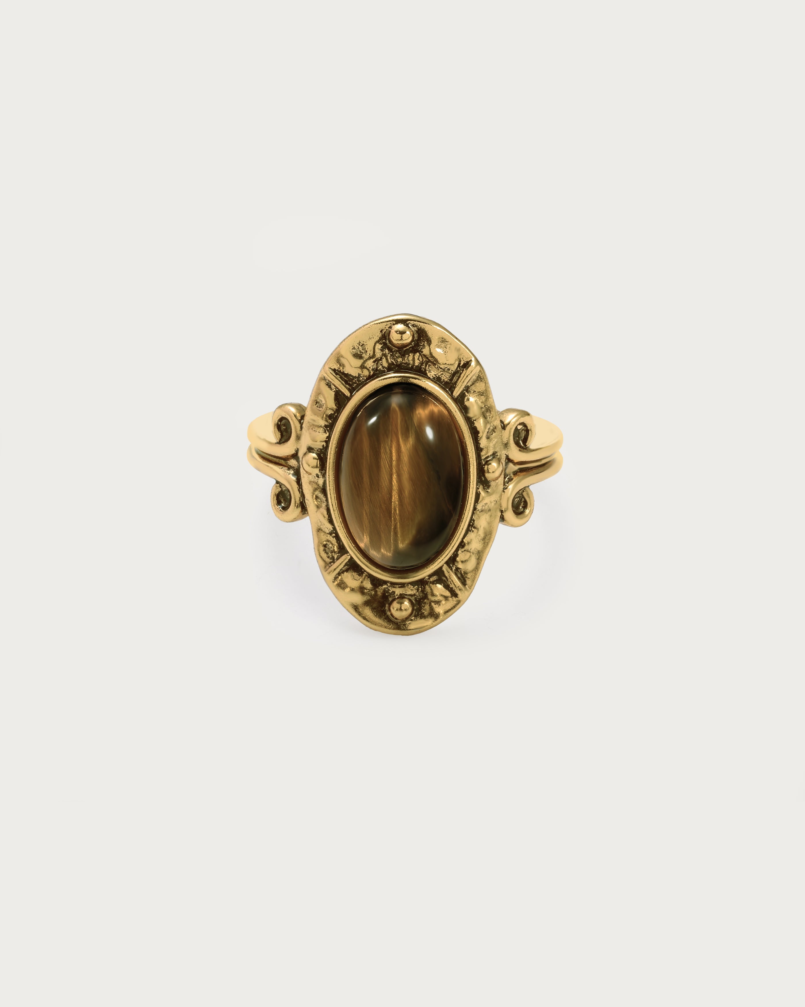 Lunar Veil Moss Agate Ring