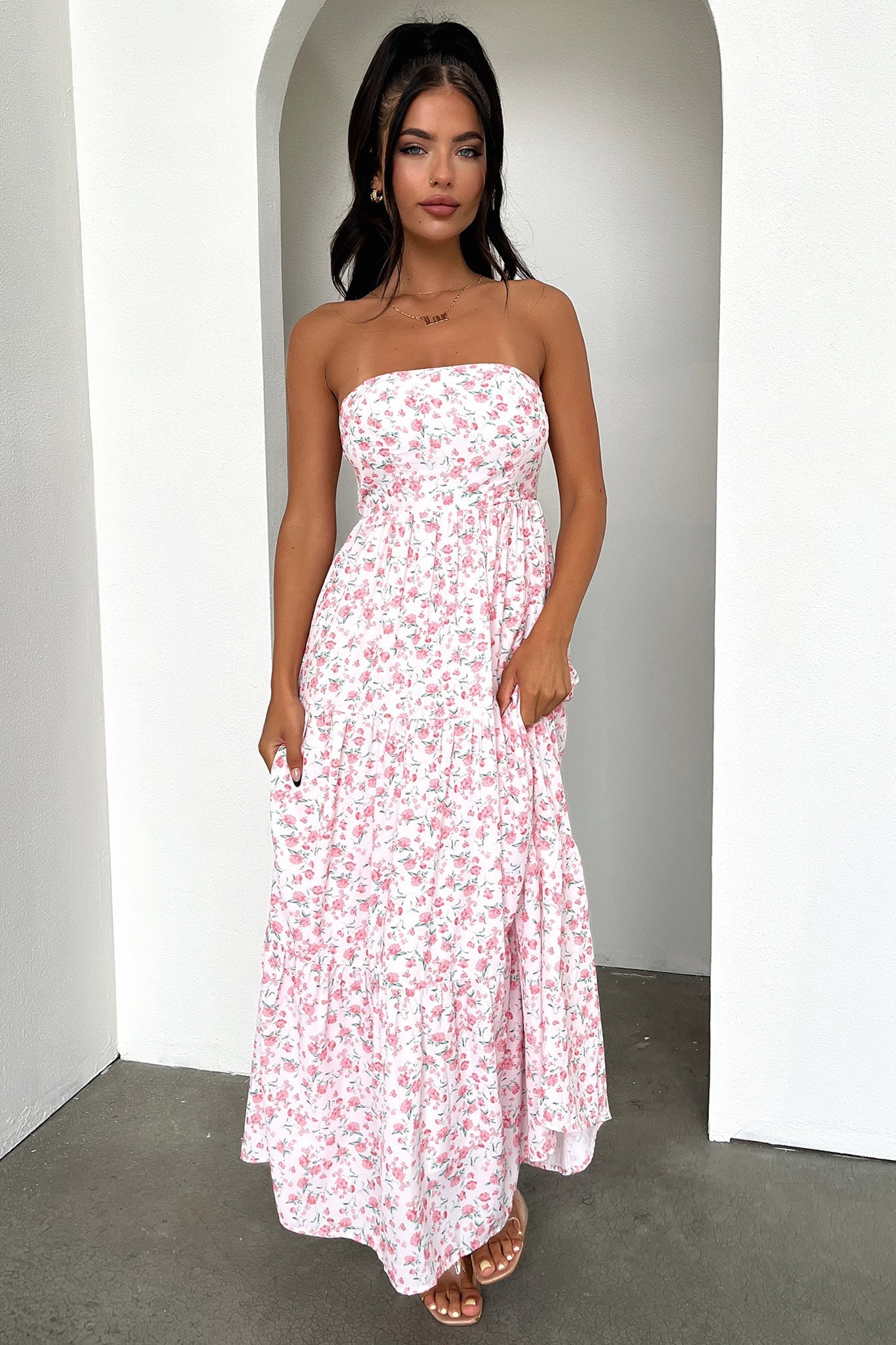 Hailey Maxi Dress - Pink Floral
