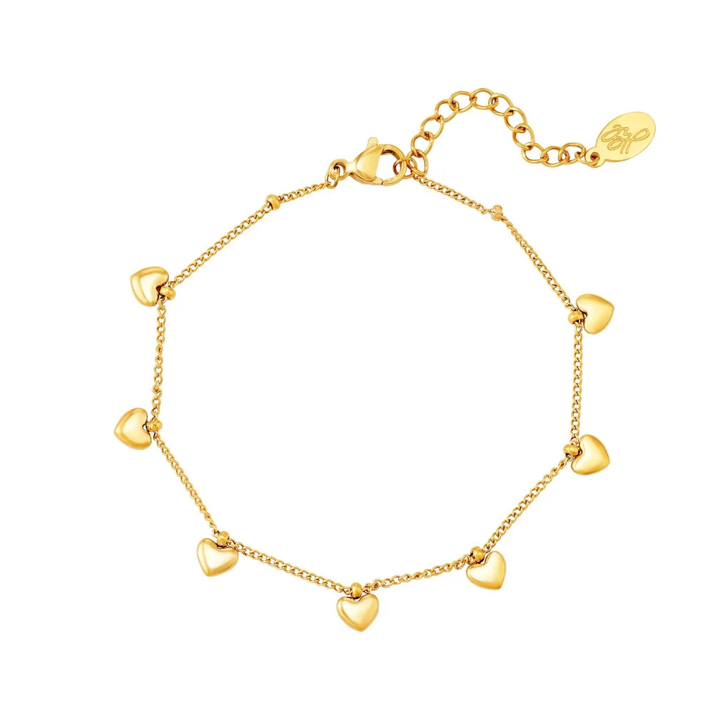 Falling hearts bracelet - gold