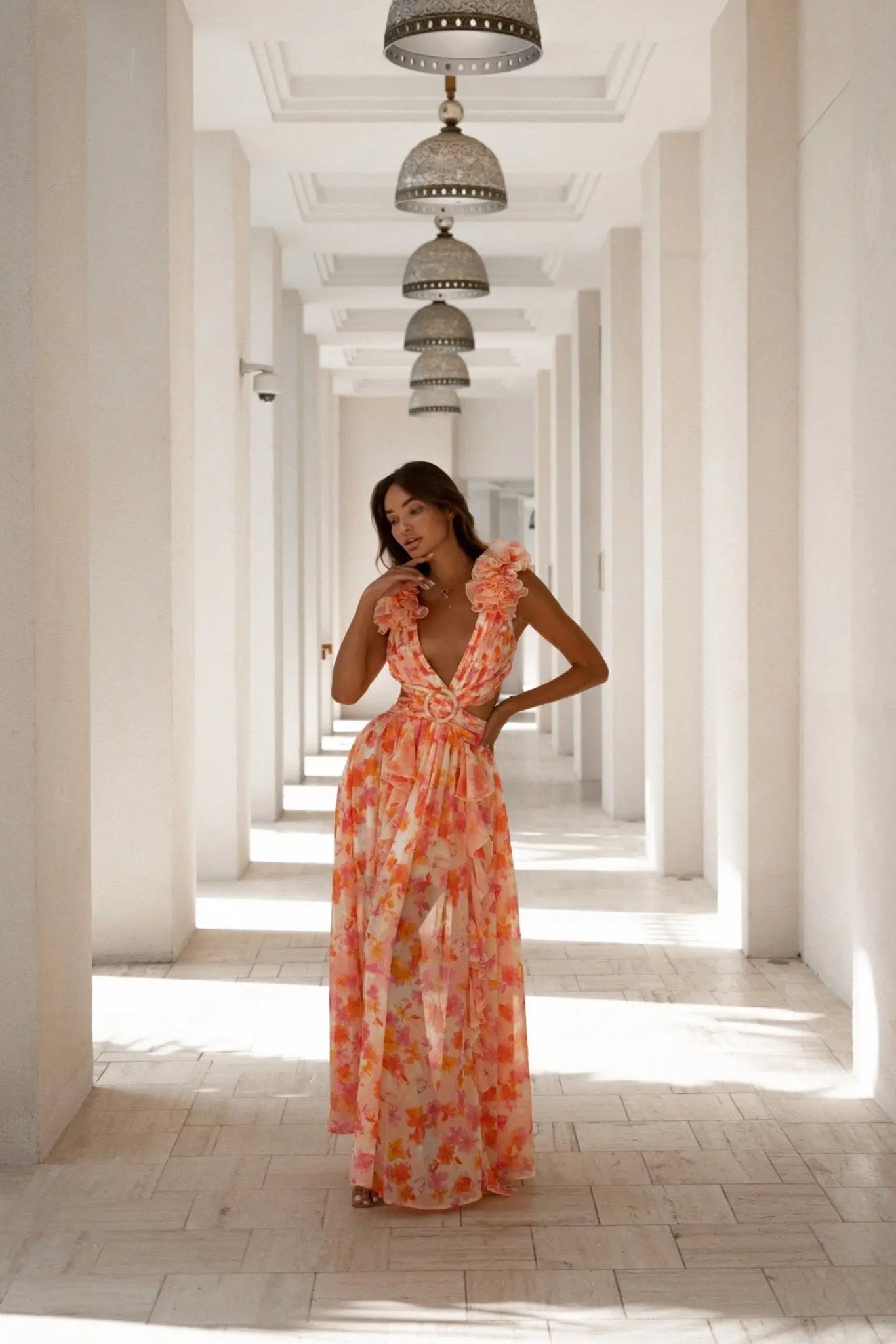 Solara - Chiffon Cutout Maxi Dress