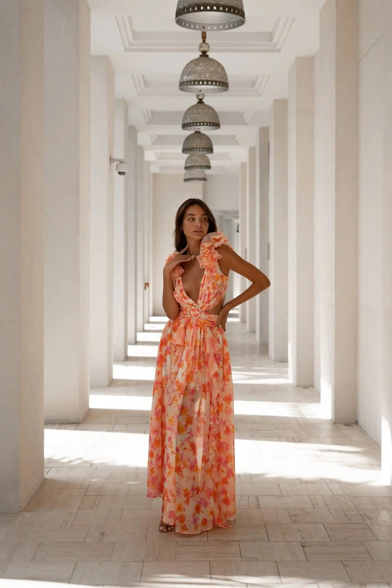 Solara - Chiffon Cutout Maxi Dress
