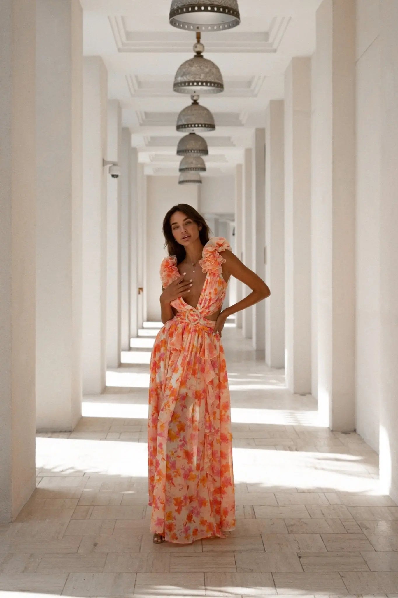 Solara - Chiffon Cutout Maxi Dress