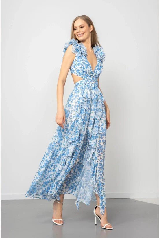 Solara - Chiffon Cutout Maxi Dress