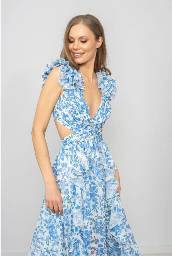 Solara - Chiffon Cutout Maxi Dress