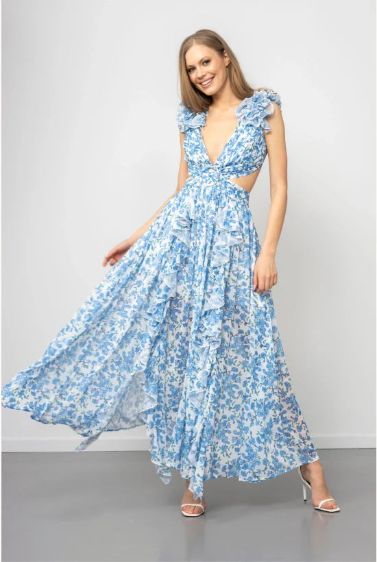 Solara - Chiffon Cutout Maxi Dress
